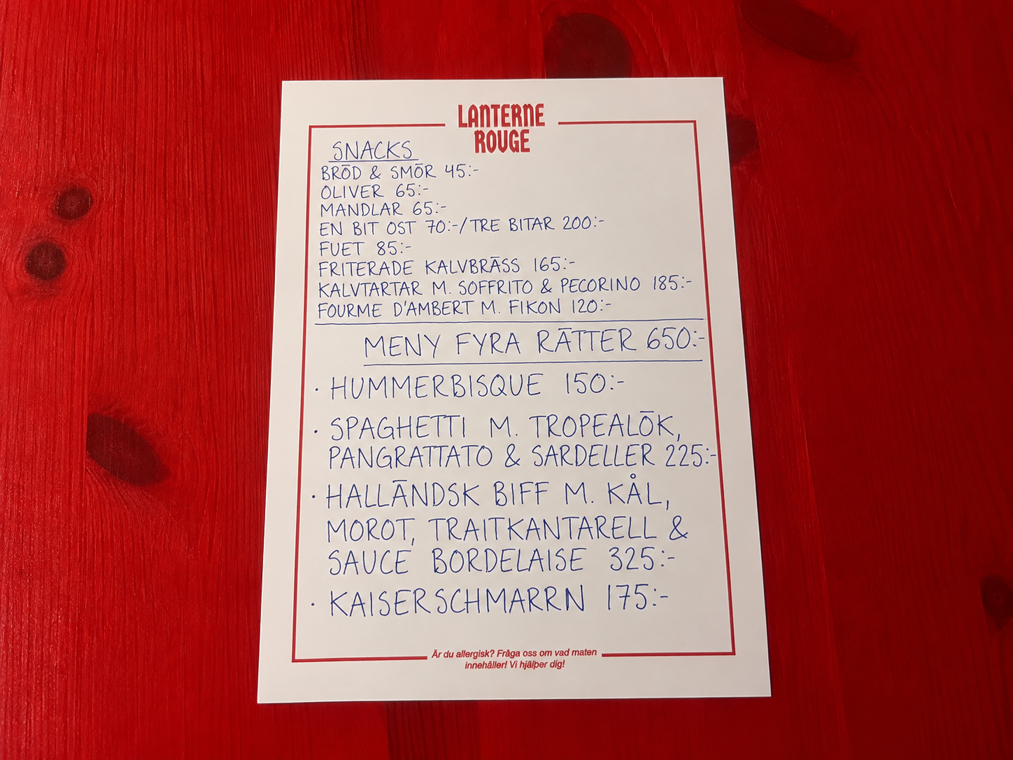 Meny 14 oktober 2026 – Lanterne Rouge